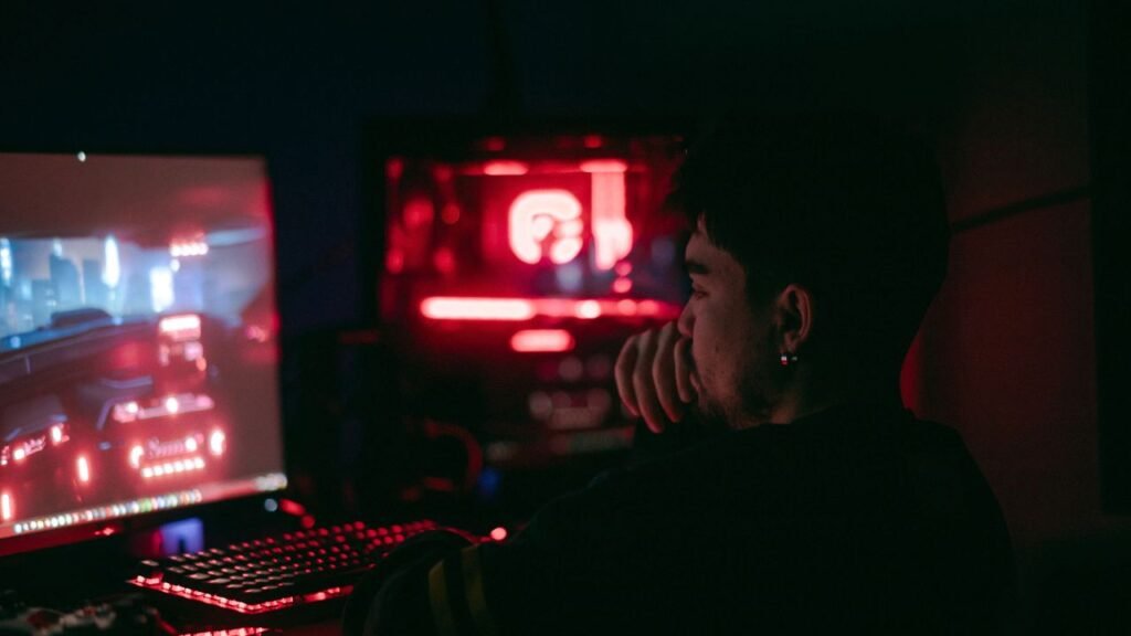dark gaming setup