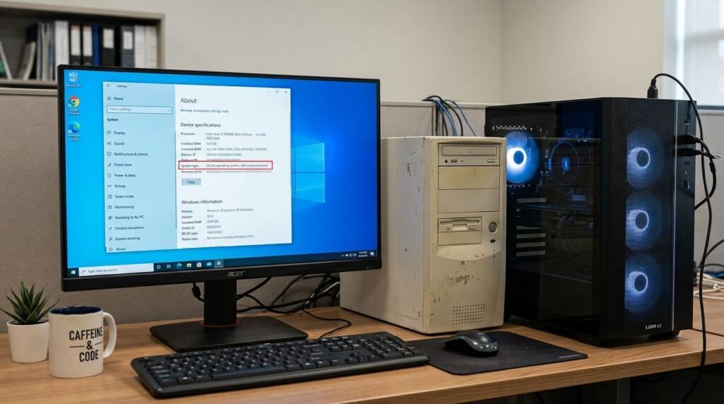 monitor displaying a Windows system settings screen